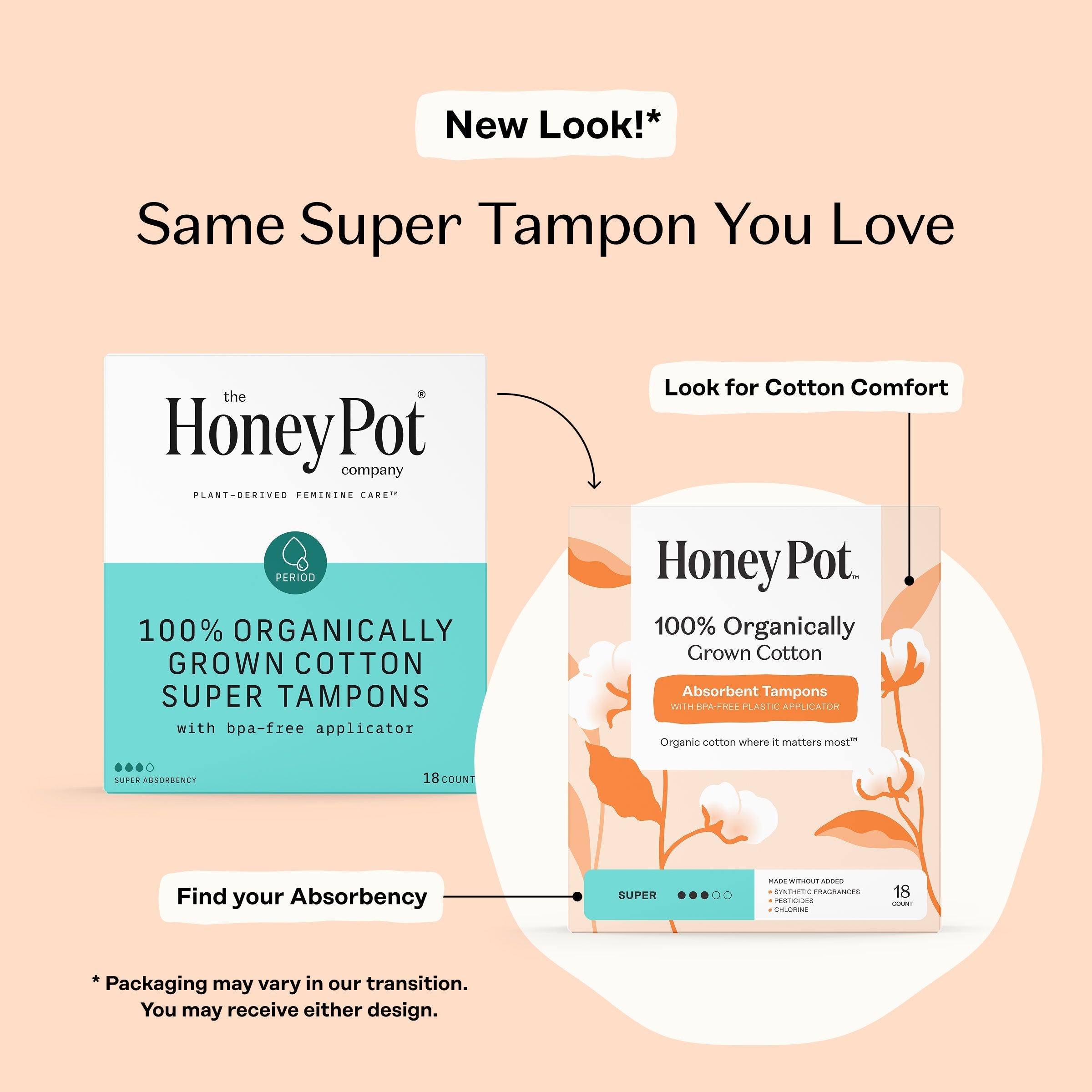 Super 100% Organically Grown Cotton BPA Free Plastic Applicator Tampons